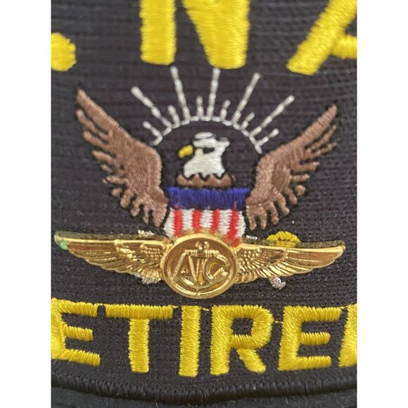 US Navy Cap Retired Snap Back Baseball Blue Embroidered OS Naval Aviation Wings - Picture 13 of 16